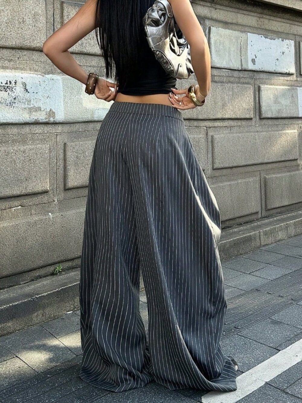 Grey Casual Women's Oversized Extra Wide Leg Pants - Picture 2 of 4